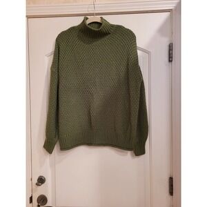 Jouica Olive Green Mock Neck Chunky Knit Sweater XL Textured Pullover